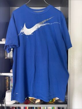 Nike Men's Royal Blue Short Sleeve Tee with Silver Swoosh